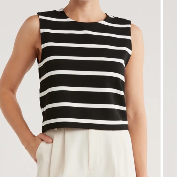 rag & bone Tops - rag & bone Black and White Striped Sleeveless Tank